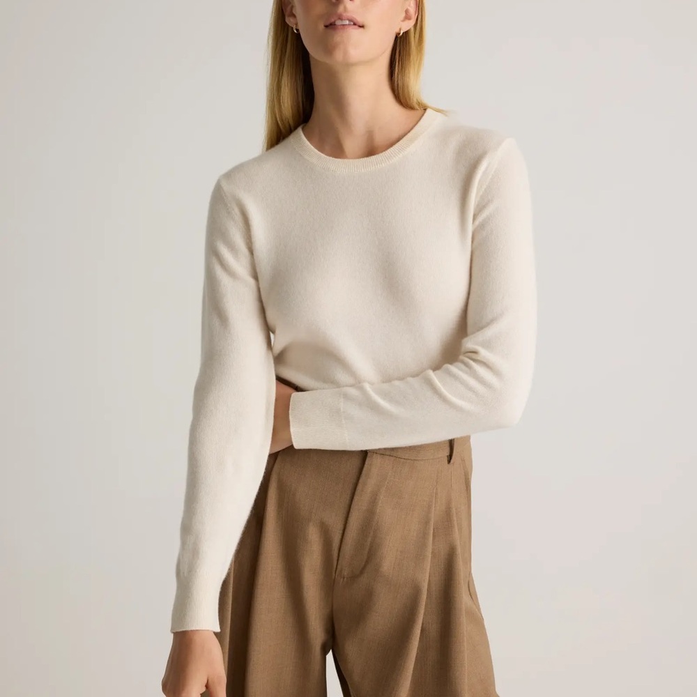 Quince Mongolian Cashmere Crewneck Sweater - Ivory